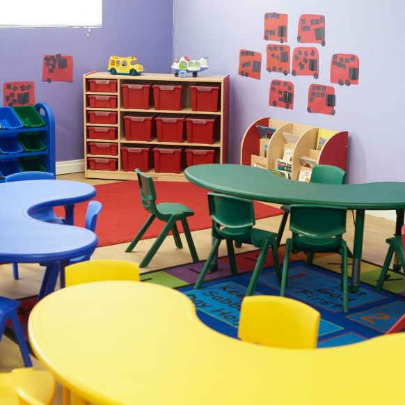 Vibrant school furniture in a classroom setting at K Square edutainment.